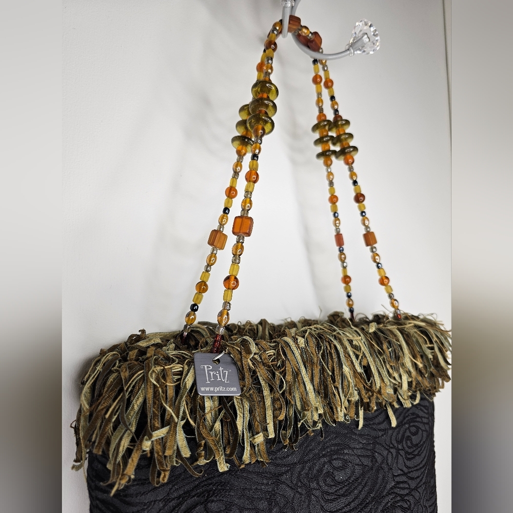 PRITZ Beaded BOHO Limited Edition Fur Reversible with Removable Liner EUC - Picture 9 of 10